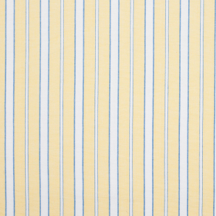 Pale Yellow, Blue and White Striped Handwoven Cotton