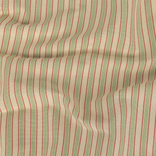 Celery, Ecru and Rose Striped Handwoven Cotton
