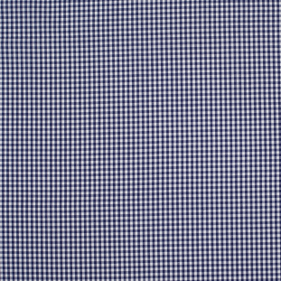Navy and White Small Checked Cotton Gingham Shirting