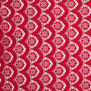 Red Scallop Pattern Viscose-Blend Lace