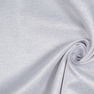 Korean Metallic White and Silver Cotton-Polyester Woven