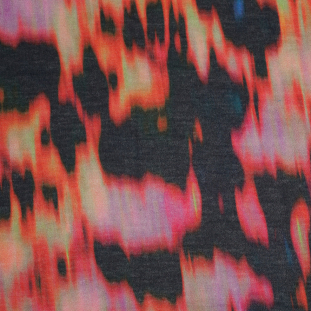 Black and Neon Abstract Cotton-Viscose Jersey