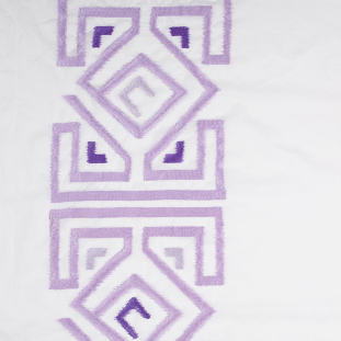 Lupine Purple and White Embroidered Panel Cotton Voile