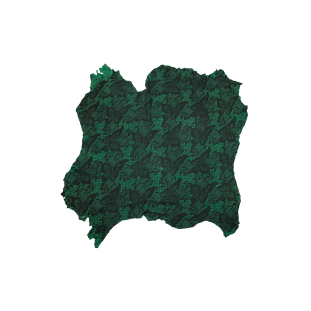 Small Green/Black Lacey Floral Printed Lamb Suede