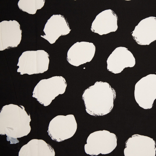 Black/Off-White Abstract Dots Printed Cotton Woven
