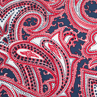 Red/White/Blue Paisely Printed Cotton Pique