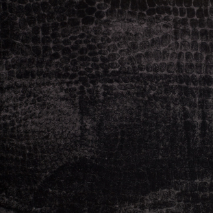 Black Alligator Embossed Silk-Viscose Velvet