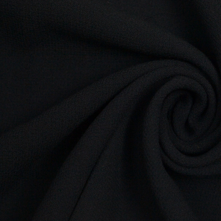 Black Wool-Polyester Crepe Double Cloth