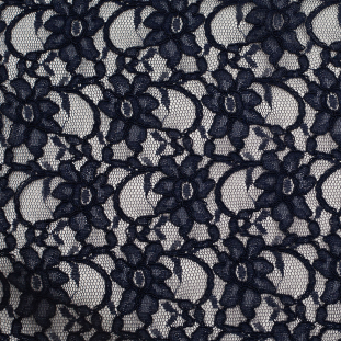 Navy Scallop-Edged Re-Embroidered Lace