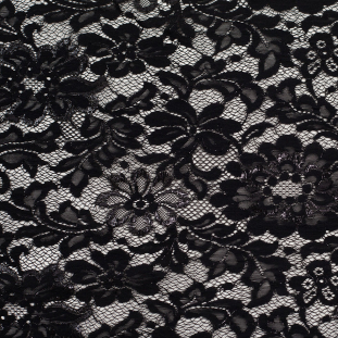 Metallic Black Floral Scallop-Edged Lace