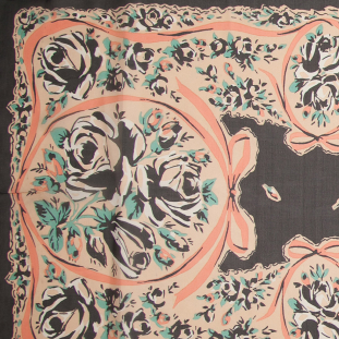 Famous Designer Floral/Medallion Silk Chiffon Panel