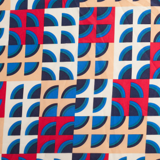 Famous Designer Multicolor Geometric Silk Crepe de Chine