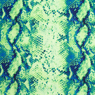Italian Green/Blue Python Printed Silk Crepe de Chine