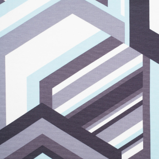 Gray/Blue Large-Scaled Geometric Jersey Print