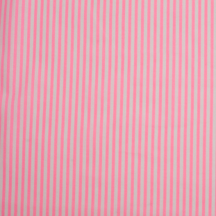 Light Neon Pink/White Striped Cotton Voile