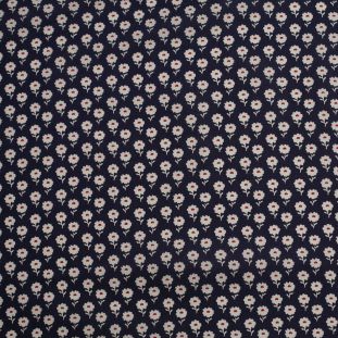 Navy/Light Gray/Red Floral Cotton Voile