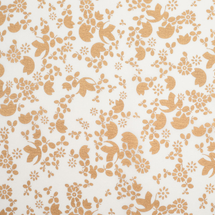 Metallic Gold Floral Printed Cotton Voile