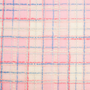 Pink/Yellow Plaid Wool-Rayon Woven