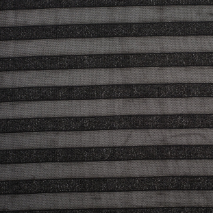 Black Novelty Striped Stretch Mesh