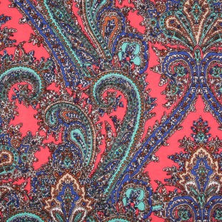 Poppy Red Paisley Polyester Jersey Knit