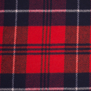 Italian Red/Blue Plaid Flannelled Wool Coating