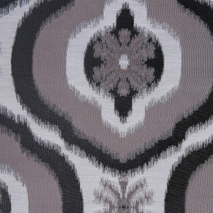 Black Ikat Damask Polyester Woven