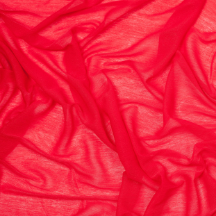 Red Stretch Polyester Crinkled Knitted Chiffon