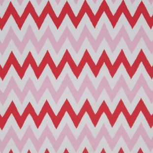 Pink/Red/White Zig-Zag Printed Cotton Poplin