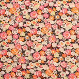 Pink/Orange Abstract Floral Silk Georgette