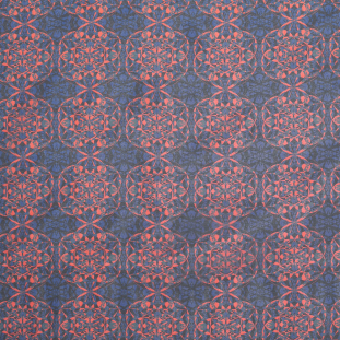 Blue/Orange/Black Kaleidoscope Digitally Printed Polyester Chiffon