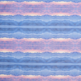 Blue/Pink Organic Stripes Digitally Printed Polyester Chiffon
