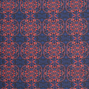 Blue/Orange/Black Kaleidoscope Digitally Printed Polyester Charmeuse
