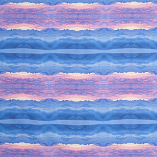 Blue/Pink Organic Stripes Digitally Printed Polyester Charmeuse