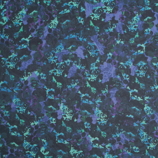 Green/Purple Abstract Floral Digitally Printed Stretch Neoprene/Scuba Knit