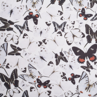Black/White Butterflies Digitally Printed Stretch Neoprene/Scuba Knit