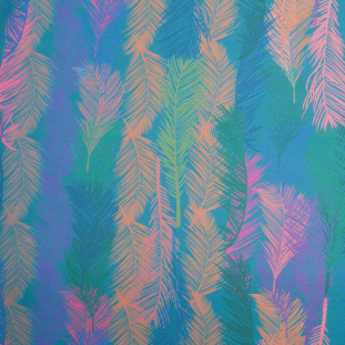 Mosaic Blue/Multicolor Leafy Digitally Printed Stretch Neoprene/Scuba Knit