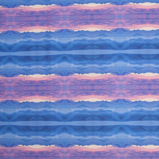 Blue/Pink Organic Stripes Digitally Printed Stretch Neoprene/Scuba Knit