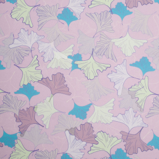 Light Lilac Leafy Digitally Printed Stretch Neoprene/Scuba Knit