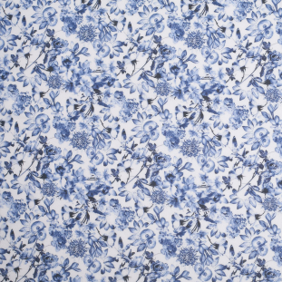 Blue/White Floral Digitally Printed Stretch Neoprene/Scuba Knit