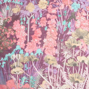 Liberty of London Anna's Garden Pink/Purple Silk-Cotton Voile