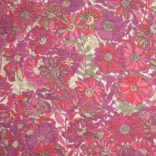 Liberty of London Willow Rose Purple/Red/Green Silk-Cotton Voile