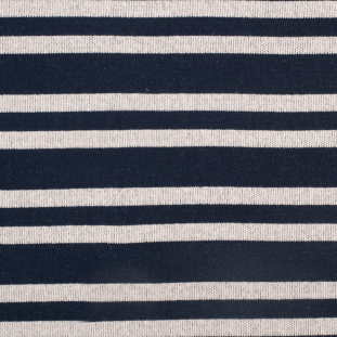 Navy/Off-White Striped Thick Cotton jersey