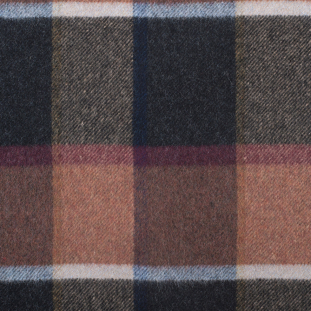 Italian Tri-Color Plaid Wool Blended Coating