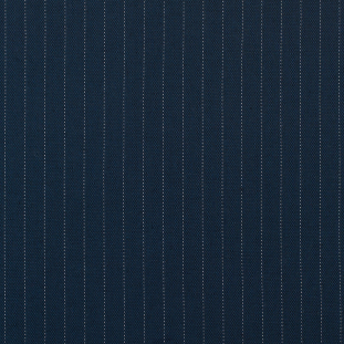 Italian Navy Pin Striped Blended Linen Woven