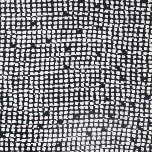 Black and White Geometric Studded 100% Silk Woven