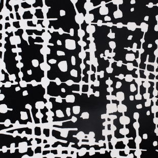 Black and White Abstract Viscose Jersey