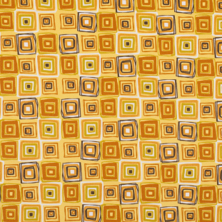 Yellow Geometric Squares Stretch Cotton Sateen