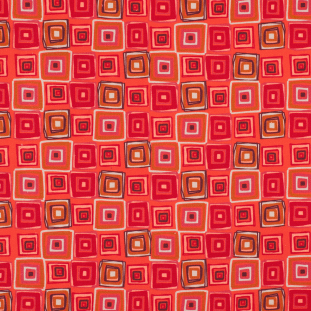 Red/Orange Geometric Squares Stretch Cotton Sateen