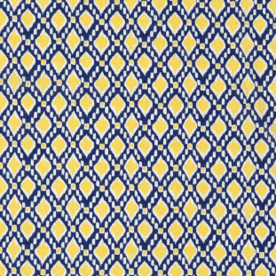Navy/Maize Geometric Printed Cotton Voile