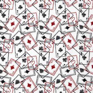 Red/Black/White Playing Cards Combed Cotton Poplin